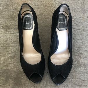 Christian Dior Open Toe Lace Pumps (Size 38)
